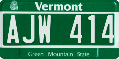 VT license plate AJW414