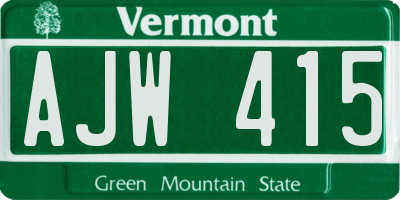 VT license plate AJW415