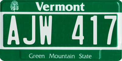 VT license plate AJW417