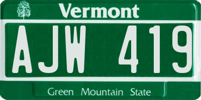 VT license plate AJW419