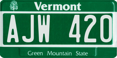 VT license plate AJW420
