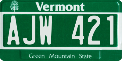 VT license plate AJW421