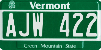 VT license plate AJW422