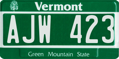 VT license plate AJW423