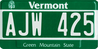 VT license plate AJW425