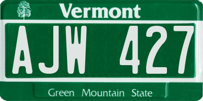 VT license plate AJW427