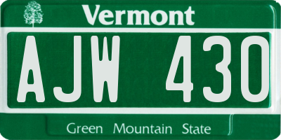VT license plate AJW430