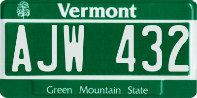 VT license plate AJW432