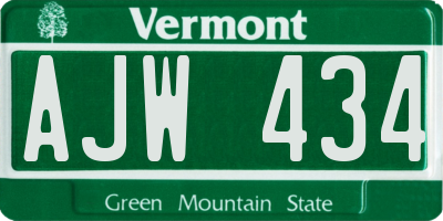 VT license plate AJW434