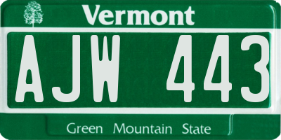 VT license plate AJW443
