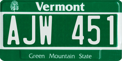 VT license plate AJW451