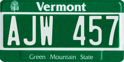 VT license plate AJW457