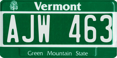 VT license plate AJW463