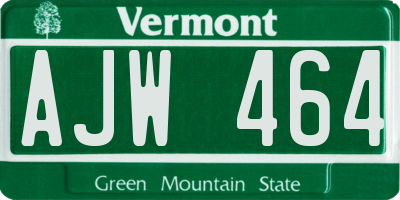 VT license plate AJW464