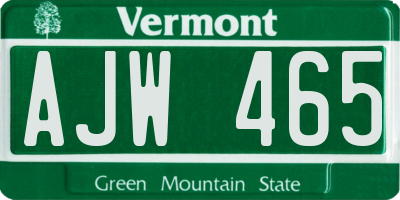 VT license plate AJW465
