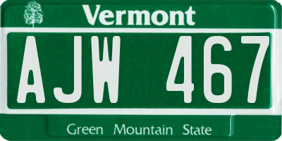 VT license plate AJW467