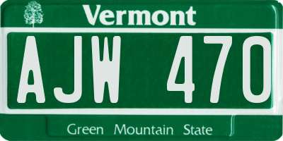 VT license plate AJW470