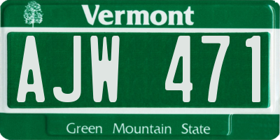 VT license plate AJW471
