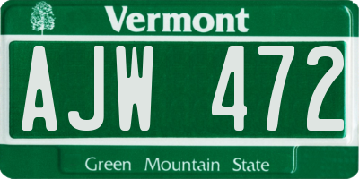 VT license plate AJW472