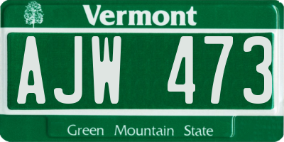 VT license plate AJW473