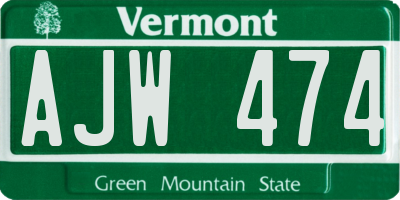 VT license plate AJW474