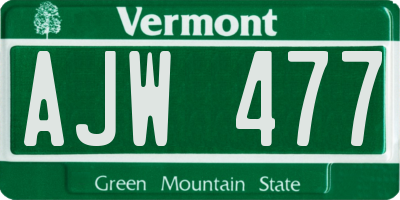 VT license plate AJW477