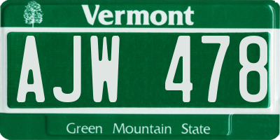 VT license plate AJW478