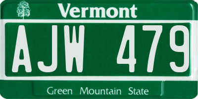 VT license plate AJW479