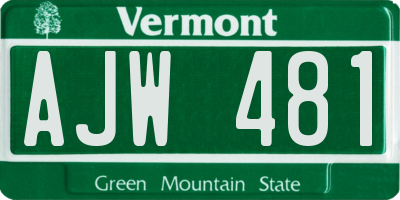 VT license plate AJW481