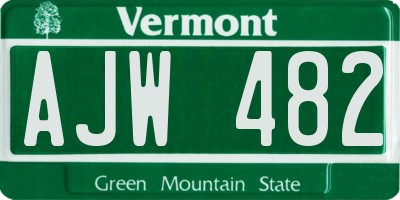 VT license plate AJW482