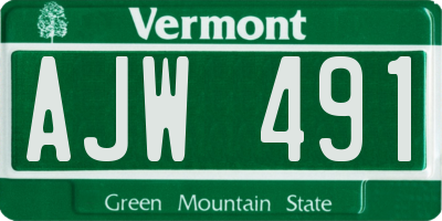 VT license plate AJW491