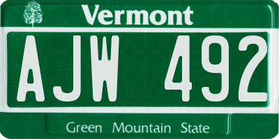 VT license plate AJW492