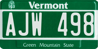 VT license plate AJW498