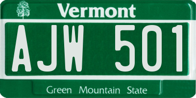 VT license plate AJW501