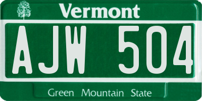 VT license plate AJW504