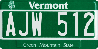 VT license plate AJW512