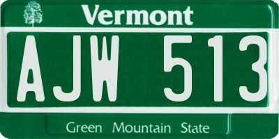 VT license plate AJW513