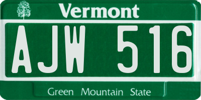 VT license plate AJW516