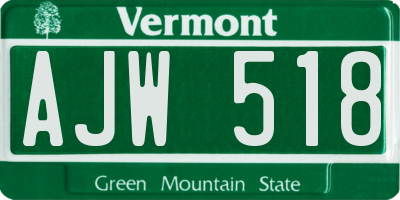 VT license plate AJW518