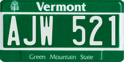 VT license plate AJW521