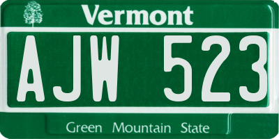 VT license plate AJW523