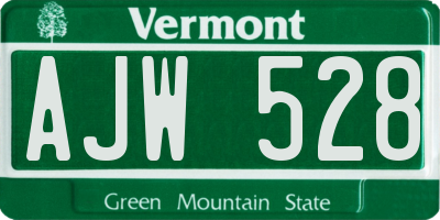 VT license plate AJW528