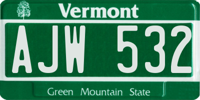 VT license plate AJW532