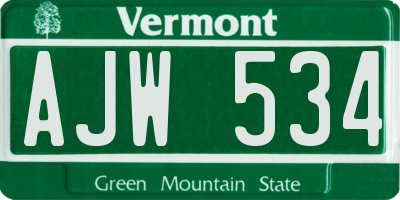 VT license plate AJW534