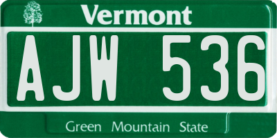 VT license plate AJW536