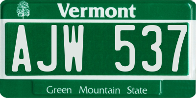 VT license plate AJW537