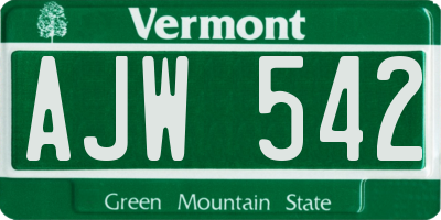 VT license plate AJW542