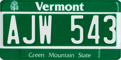 VT license plate AJW543