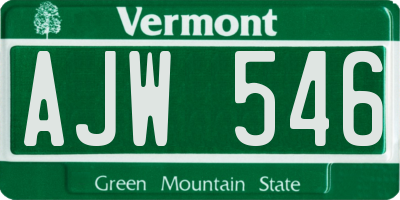 VT license plate AJW546
