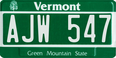 VT license plate AJW547